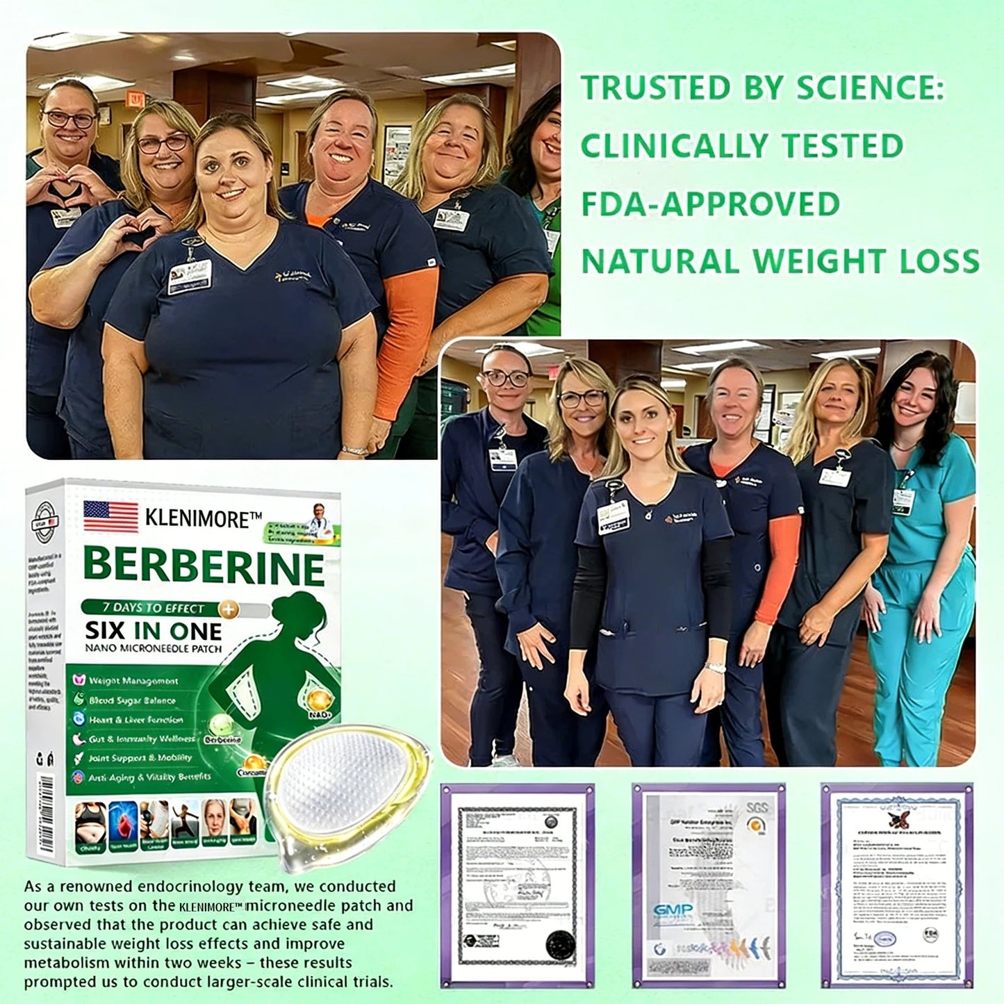 KLENIMORE® Berberine 6-in-1 Nano Microneedle Patch Advanced Metabolism Support & Fat-Burning Formula